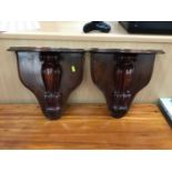 Pair of Victorian style carved mahogany wall brackets