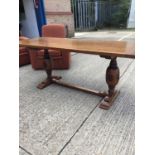 Old hand carved solid oak refectory dining table by Vernon Hale