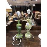 Two green onyx table lamps