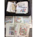 Box of mixed stamp albums, some loose and first day covers