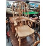 Beech Windsor chair and elm captains chair