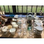 Various glass and china ware to include Victorian and later etched glasses