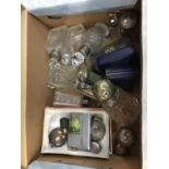 Box of assorted silver, silver plate and other ornaments and sundries