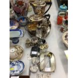 Edwardian silver plated coffee pot, teapot and various plated wares