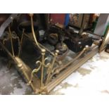 Large collection of mixed brass and copper ware, to include Victorian fender, magazine rack, fire im