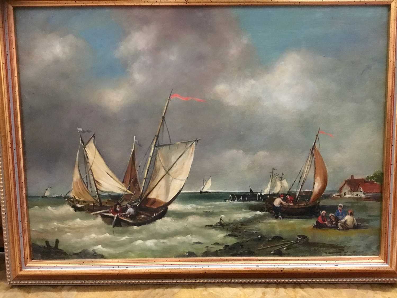 Pair of 19th century style oil on panel marines