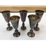 Set five silver small chalices