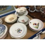 Selection of various children's warming plates to include Doulton Bunnykins, Limoges and others