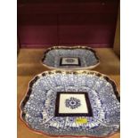 Pair 18th century Worcester Royal Lilly pattern dessert dishes