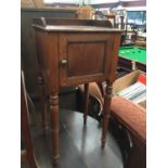 Victorian oak bedside cabinet on turned legs