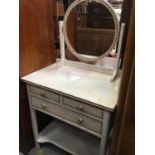 Painted dressing table and pair of bedroom chairs