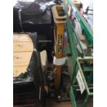 Hand propelled Formula mechanical fork lift truck in yellow painted finish