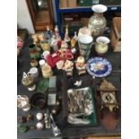 Collection of china, glass, ornaments, canteen of plated cutlery, German wall clock and sundries