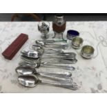 Collection Danish plated items, sundrysilver and South American vase