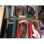 Large collection gentlemen's vintage leather shoes including Skerry, Masegrove etc (2 boxes)