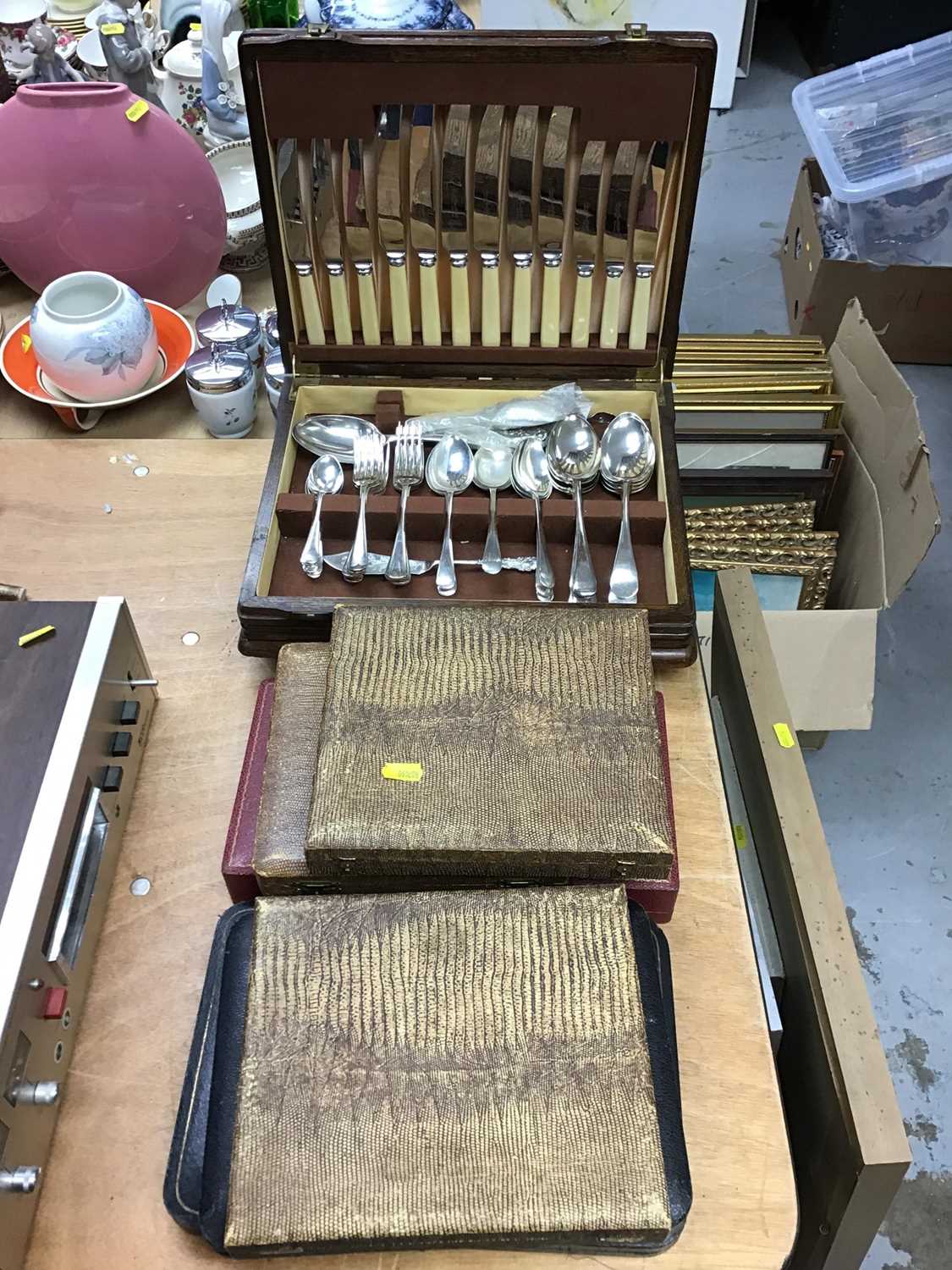 Selection of assorted plated cutlery including a canteen - all in original cases