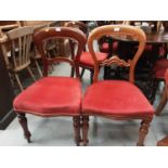 Eight various Victorian mahogany balloon back dining chairs