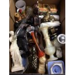 Two boxes of china, glass and sundries