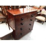 Victorian mahogany chest of five drawers with bunn handles