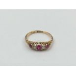 Edwardian 18ct gold ruby and diamond ring