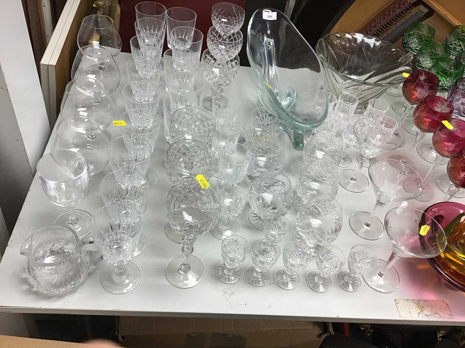 Quantity of cut and other glassware