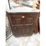 Antique corner cupboard, magazine rack and pictures