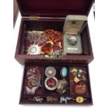 Vintage jewellery box containing silver and other jewellery