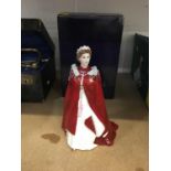 Royal Worcester figure in celebration of the Queen's 80th birthday with box