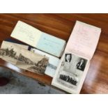 Two vintage autograph albums and old Clacton postcards
