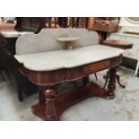 Victorian mahogany washstand with marble top and drawer below