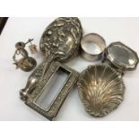 Group silver and white metal items