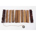 Antique Tibetan prayers strips with carved hardwood casing