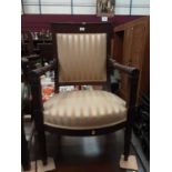 Solid mahogany elbow chair and two other chairs
