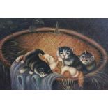Ronner, early 20th century naive oil of kittens