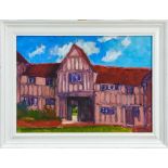 David Britton, contemporary, oil on board - Weavers Cottage, Dedham, signed, framed, 44cm x 61cm