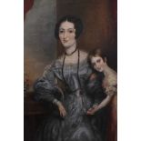 English School, circa 1830, portrait of mother and child,named verso as Mrs Charles Purcell Cotter a