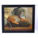 Large deco oil, tiger and Buddha, a.canning, FRS, 1938
