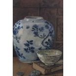 Victorian still life of oriental porcelain