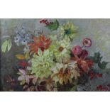 Stephanie Von Trauttweiller oil on canvas still life study of flowers