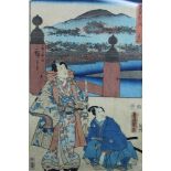 Toyokuni Otagawa (1769-1825) woodblock print, together with another