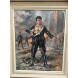 Militaria - including oil on canvas, signed prints, embroideries and others