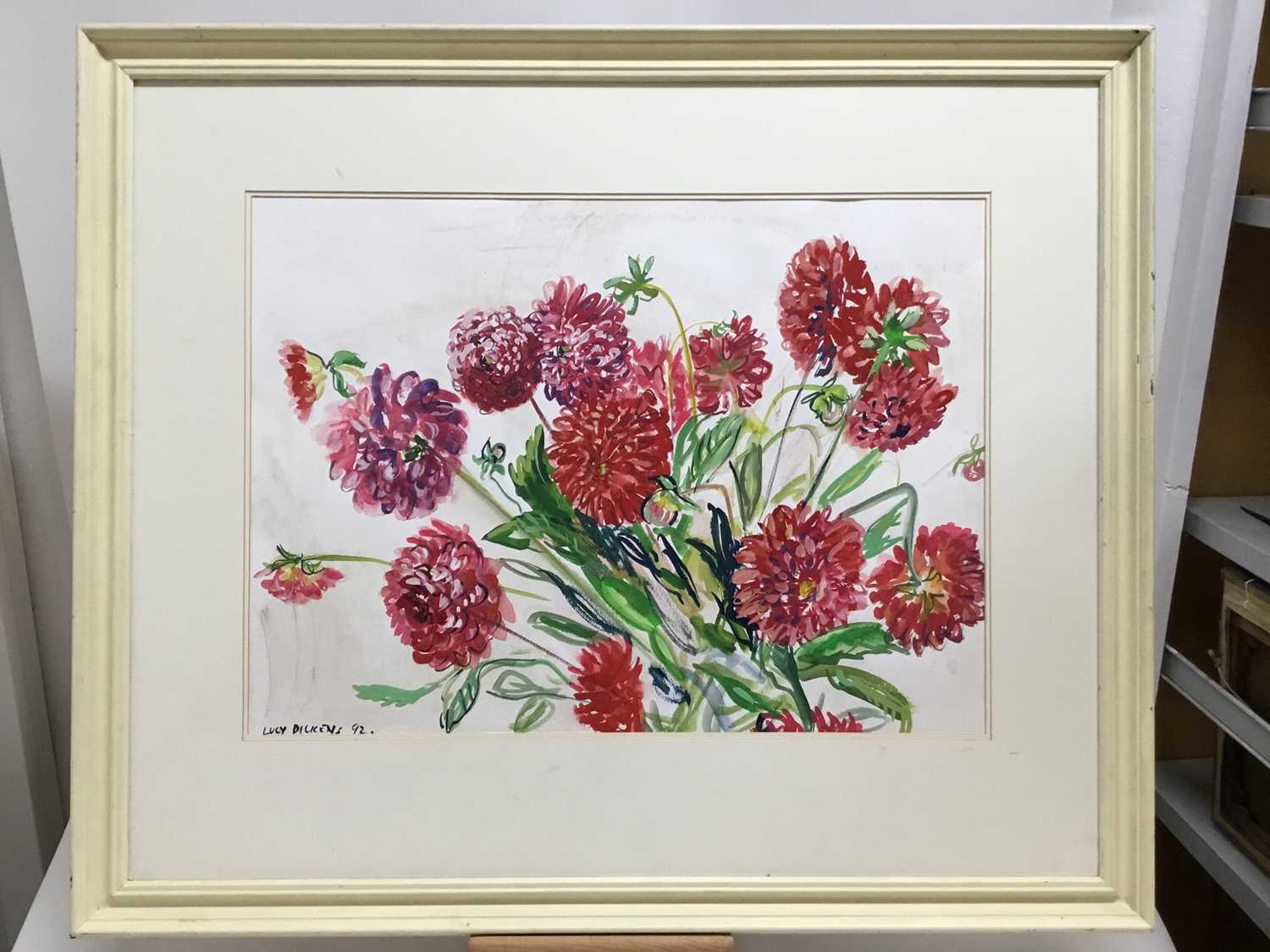 Lucy Dickens, contemporary, watercolour - summer flowers, signed and dated '92, framed, 54cm x 74cm - Image 2 of 2