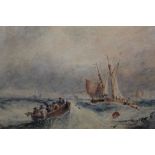 Anthony Copley-Fielding (1878-1855), watercolour, Fishing boats, signed, 18 x 24cm