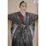 Pair of Japanese paintings on silk of samurais