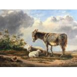 Pair of oil on board studies of a Goat and Donkey with Parker gallery labels verso