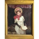 Manner of John Everett Millais - Portrait of.young girl reading