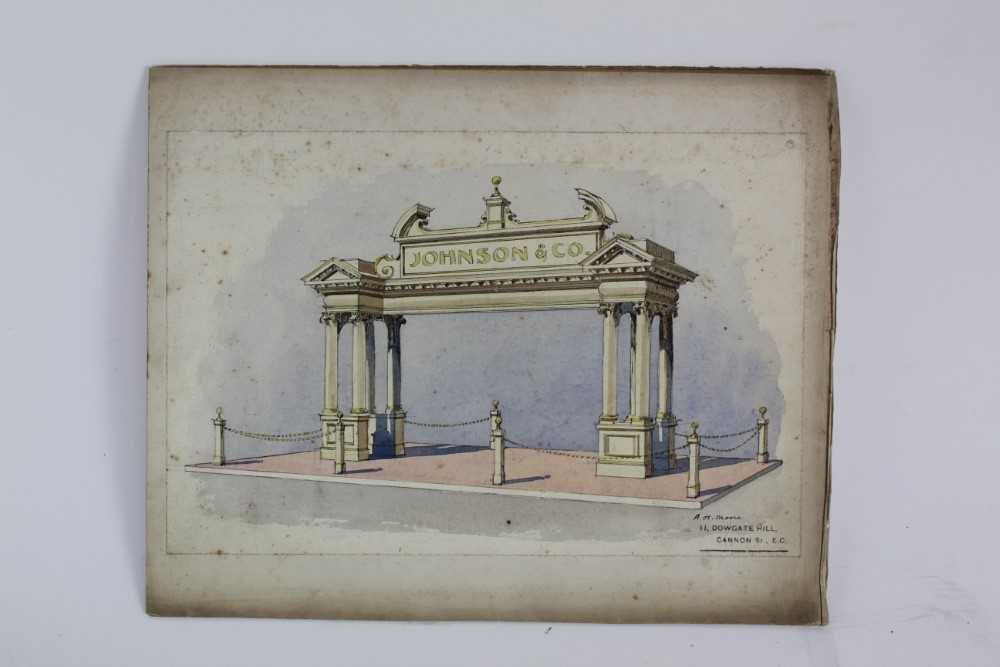 Arthur H. Moore, collection of ten Edwardian architect's drawings - Image 3 of 19