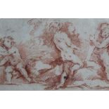 Attributed to Francois Boucher (1703-1770), An 18th century study of putti, red chalk, in gilt frame