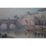 William Collingwood-Smith (1815-1887) watercolour - Ponte Vecchio, Florence, signed and dated 1886,