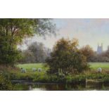 Peter Duffield pair of oils on board - River Landscapes, signed, in gilt frames